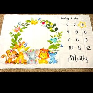 Monthly Milestone Growth Tracker Sheet Baby‎ Boy Girl Jungle Animals 60x40
